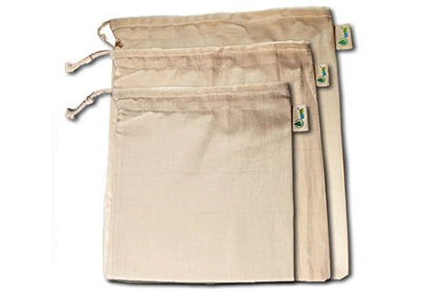 Noyyal Go Green (Tiger) Reusable Cotton Produce Bags - Set Of 6 (2Large (14X12), 2Medium (12X10), 2Small (10X8) Inches) | SpreeIndia.com - India's First Website That Discovers Eco-Friendly Products