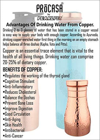 PEARLPET Pro Casa Copper Water Bottle Cyprus Combo, 1000 ml