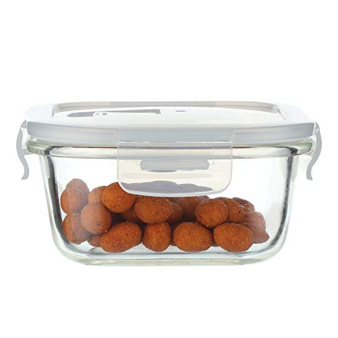 Femora Borosilicate Glass Lunch Box, Set of 2, Clear