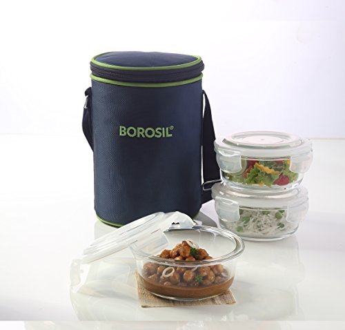 Borosil Klip N Store Microwavable Containers with Lunch Bag, 400ml, Set of 3, Transparent | SpreeIndia.com - India's First Website That Discovers Eco-Friendly Products