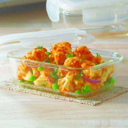 Borosil Klip & Store Rectangular Containers with Lid, 370ml