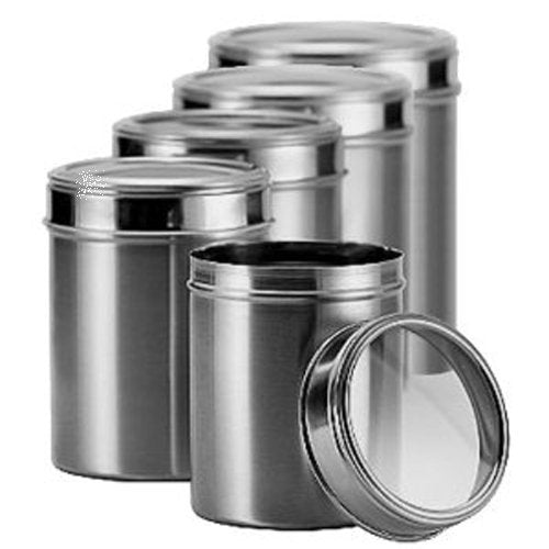 Dynore Stainless Steel Canister Set, Set of 5, Silver | SpreeIndia.com - India's First Website That Discovers Eco-Friendly Products