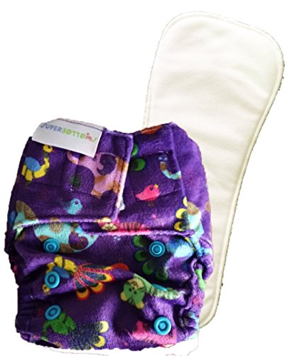 Superbottoms Newborn Cloth Diapers with 1 Dry Feel Soaker - Supersoft Purple Love