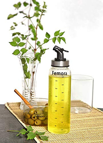 Femora Borosilicate Glass Oil Bottle Jar Dispenser (500ml)