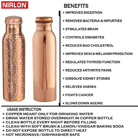 Nirlon Copper Bottle Set, Set of 2, Brown (CB_Plain_Hammered) | SpreeIndia.com - India's First Website That Discovers Eco-Friendly Products