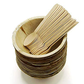 Biodegradable Areca Palm Leaf Bowls + Wooden Spoon